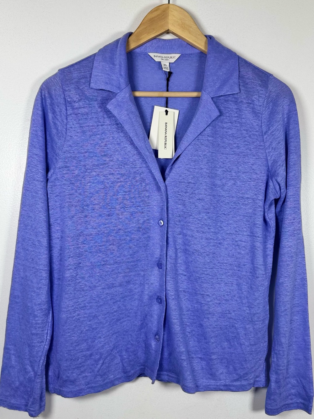 Banana Republic European Flax Linen Periwinkle Womens Cardigan Shirt X Small NWT